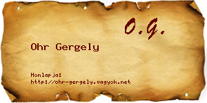 Ohr Gergely névjegykártya